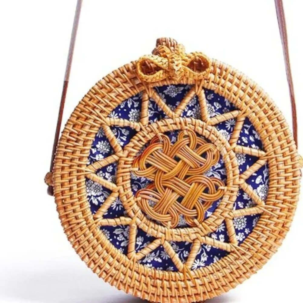 Shoulder Rattan Bag Straw Cross body - Picture 1 of 6